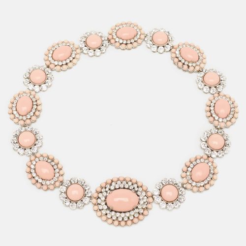 Composite Crystal Embellished Silver Tone Floral Choker Necklace - Miu Miu - Modalova