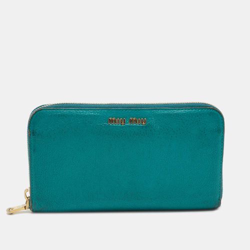 Leather Zip Around Wallet - Miu Miu - Modalova