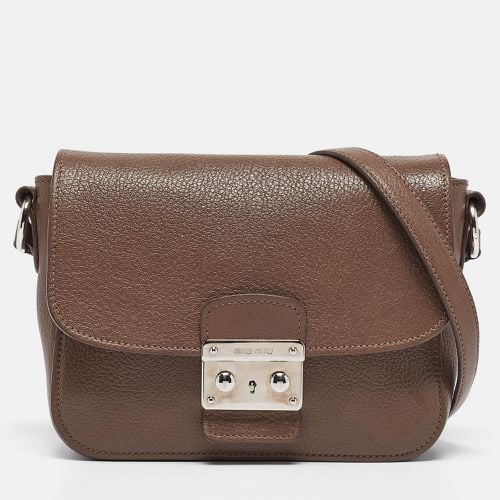 Madras Leather Pushlock Flap Shoulder Bag - Miu Miu - Modalova