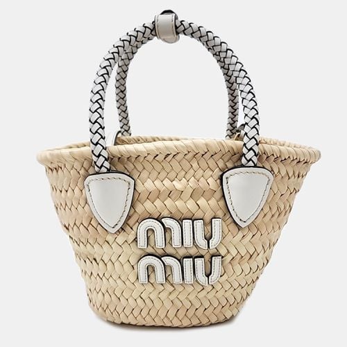 Raffia tote and shoulder bag - Miu Miu - Modalova