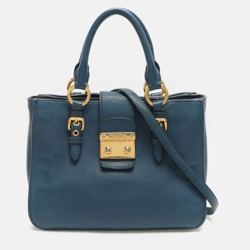 Madras Leather Pushlock Tote - Miu Miu - Modalova