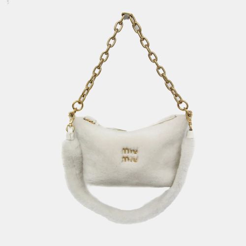 Miu Miu Leather White Tote Bag - Miu Miu - Modalova