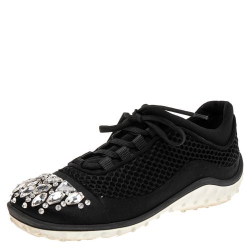 Mesh and Satin Crystal Embellished Low-Top Sneakers Size 36.5 - Miu Miu - Modalova