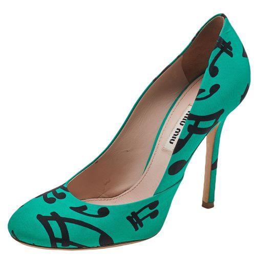 Black Printed Fabric Pumps Size 37 - Miu Miu - Modalova