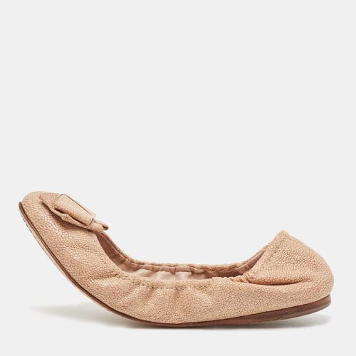 Texture Leather Scrunch Bow Ballet Flats Size 39.5 - Miu Miu - Modalova