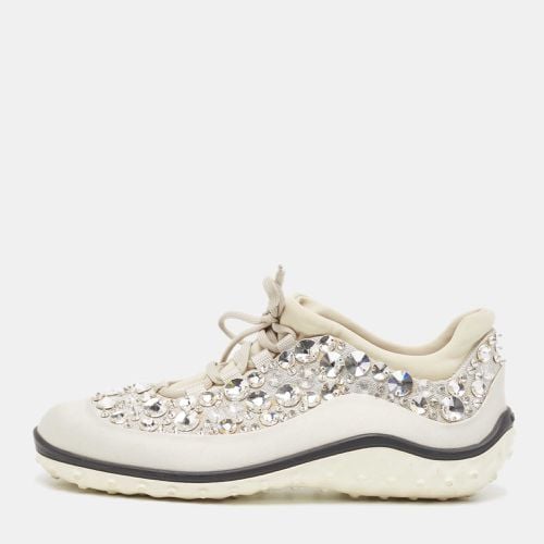 Satin Astro Crystal Embellished Low Top Sneakers Size 39 - Miu Miu - Modalova