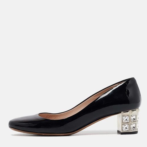 Patent Leather Crystal Embellished Block Heel Pumps Size 37 - Miu Miu - Modalova