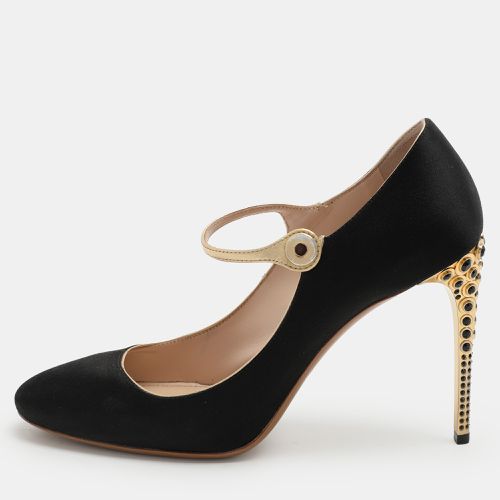 Gold Satin and Leather Mary Jane Pumps Size 40 - Miu Miu - Modalova