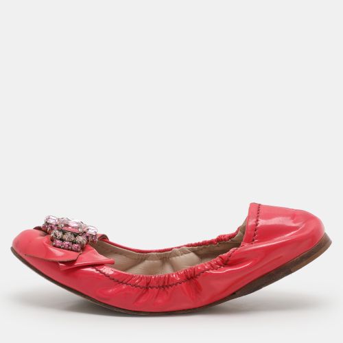 Patent Leather Crystal Embellished Scrunch Ballet Flats Size 35.5 - Miu Miu - Modalova