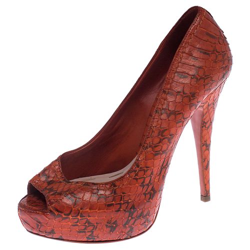 Python Leather Peep Toe Platform Pumps Size 38 - Miu Miu - Modalova