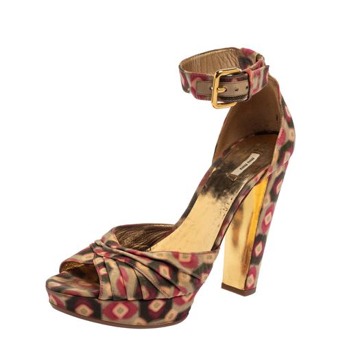 Printed Fabric Ankle Strap Sandals Size 38.5 - Miu Miu - Modalova