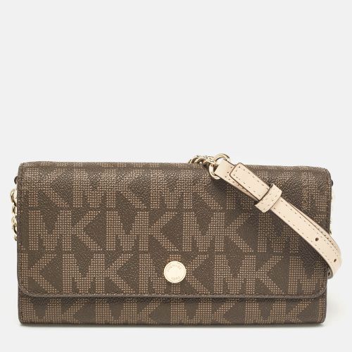 Dark Signature Coated Canvas Jet Set Wallet On Chain - Michael Kors - Modalova