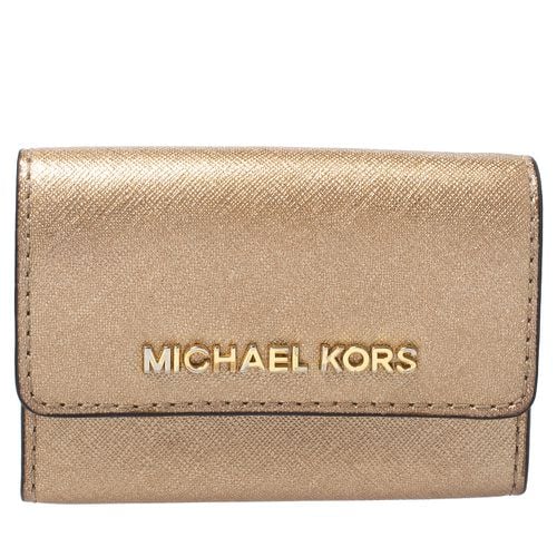 Gold Leather Flap Card Holder - Michael Kors - Modalova