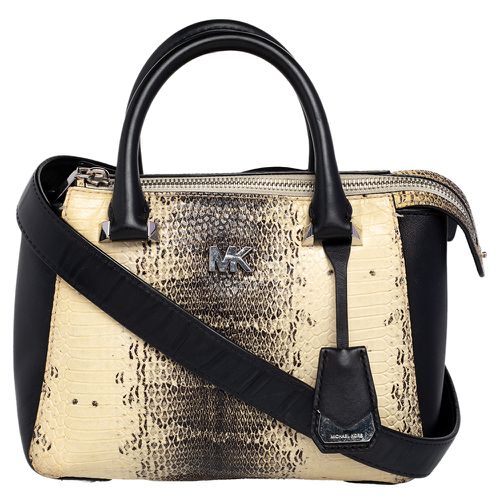 Black Python Embossed And Leather Satchel - Michael Kors - Modalova