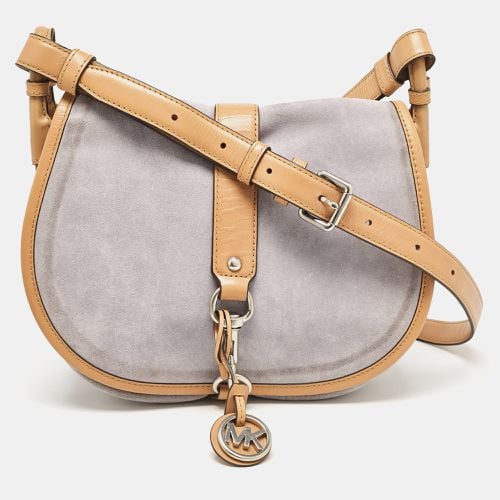 Brown/Lilac Suede Saddle Shoulder Bag - MICHAEL Michael Kors - Modalova