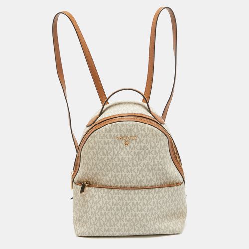 White Signature Coated Canvas and Leather Valerie Backpack - MICHAEL Michael Kors - Modalova