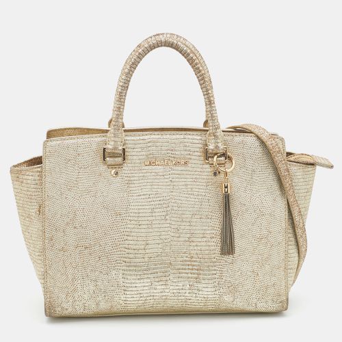 Snakeskin Embossed Leather Large Selma Satchel - MICHAEL Michael Kors - Modalova