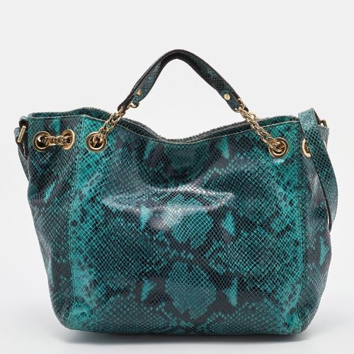 Black Python Embossed Leather Jet Set Chain Hobo - MICHAEL Michael Kors - Modalova