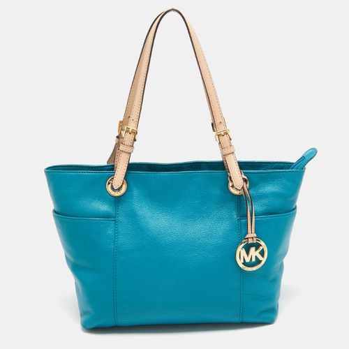 Teal /Beige Leather Jet Set Tote - MICHAEL Michael Kors - Modalova