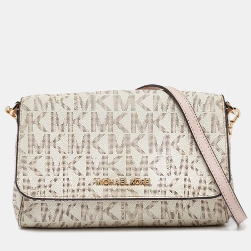 Ivory Signature Coated Canvas Crossbody Bag - MICHAEL Michael Kors - Modalova