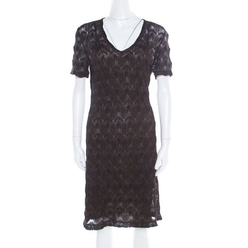 Lurex Patterned Knit V Neck Midi Dress M - Missoni - Modalova