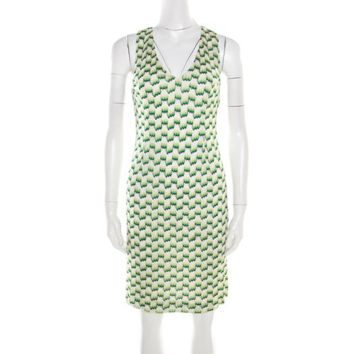 And White Patterned Knit V-Neck Sleeveless Dress S - Missoni - Modalova