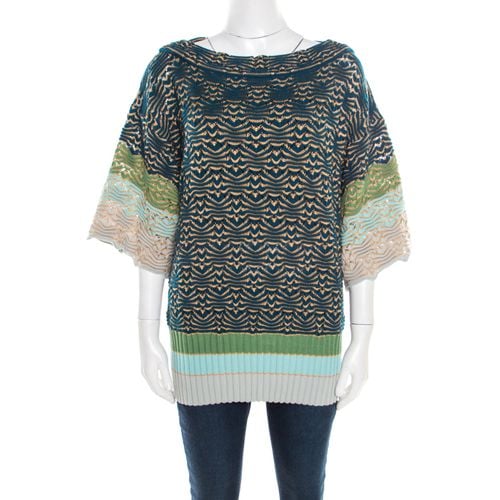 Chunky Perforated Knit Boat Neck Sweater M - Missoni - Modalova