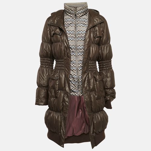 Olive Chevron Print Nylon Shirring Puffer Down Jacket M - Missoni - Modalova