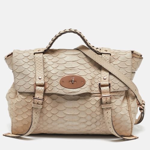 Python Embossed Leather Oversized Alexa Satchel - Mulberry - Modalova