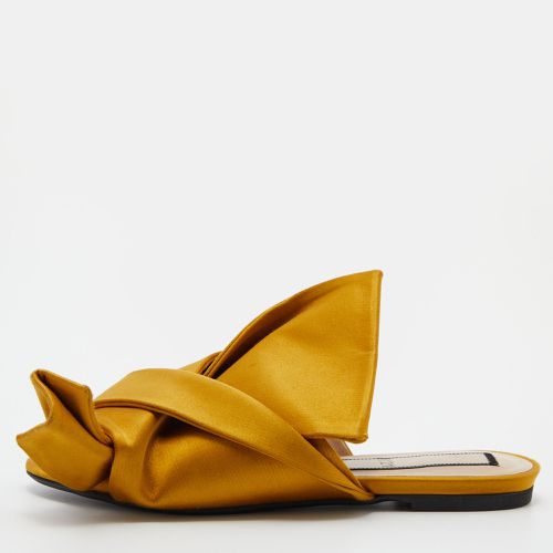 N°21 Mustard Satin Knot Flat Mules Size 37.5 - N21 - Modalova