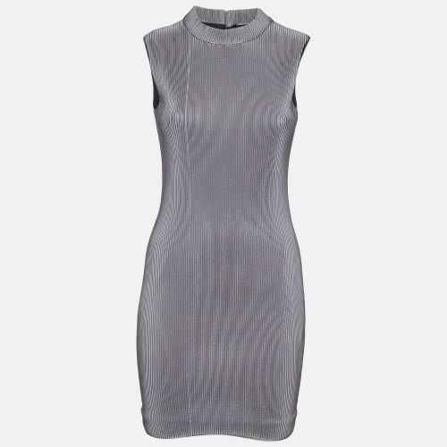 Grey Stripe Textured Jersey Mini Dress S - Neil Barrett - Modalova