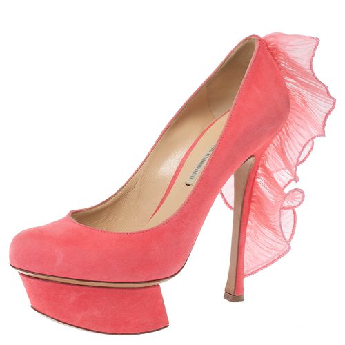 Suede Ruffle Trimmed Platform Pumps Size 36.5 - Nicholas Kirkwood - Modalova