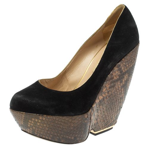 Suede And Python Leather Wedge Platform Pumps Size 39.5 - Nicholas Kirkwood - Modalova