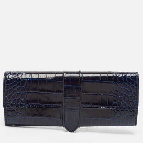 Mara Croc Embossed Leather Jewelry Roll - Smythson - Modalova