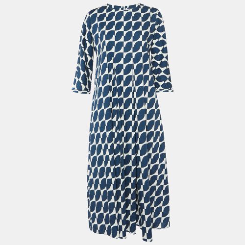 Geometric Print Cotton Pleated Long Dress M - S'Max Mara - Modalova