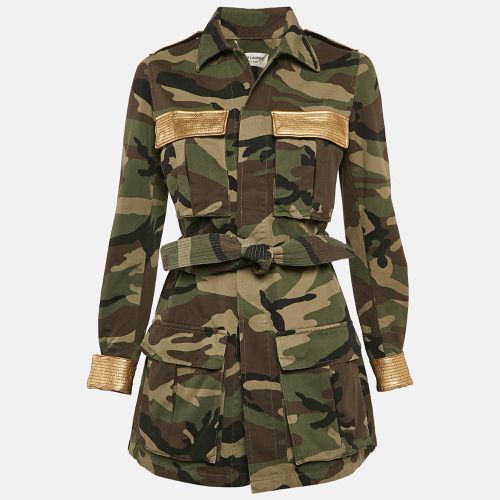 Saint Laurent Camo Print Leather Print Cotton Belted Jacket S - Saint Laurent Paris - Modalova