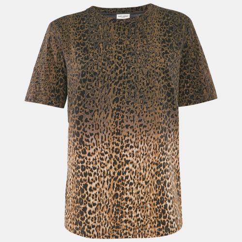 Saint Laurent Animal Print Cotton Crew Neck T-Shirt M - Saint Laurent Paris - Modalova