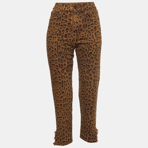 Saint Laurent Leopard Print Ripped Denim Mid-Rise Jeans S Waist 25'' - Saint Laurent Paris - Modalova