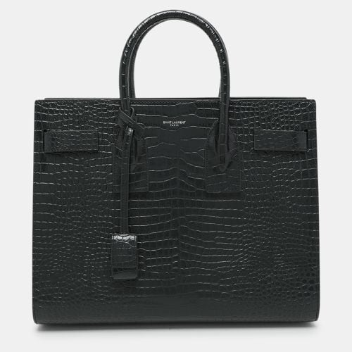 Saint Laurent Dark Croc Embossed Leather Small Classic Sac De Jour Tote - Saint Laurent Paris - Modalova