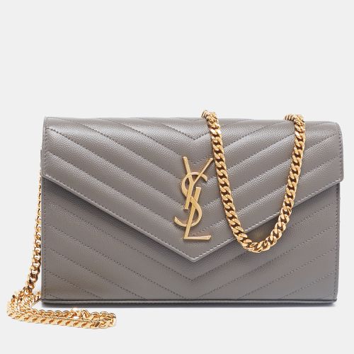 Saint Laurent Matelassé Leather Envelope Chain Clutch - Saint Laurent Paris - Modalova