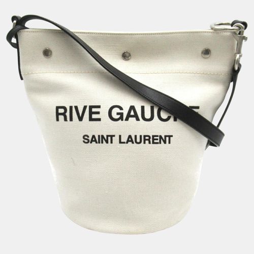 Yves Saint Laurent Canvas Leather Ivory Rive Gauche Shoulder Bag - Saint Laurent Paris - Modalova