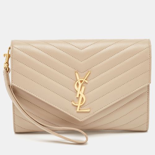 Saint Laurent Matelassé Leather Cassandre Wristlet Pouch - Saint Laurent Paris - Modalova