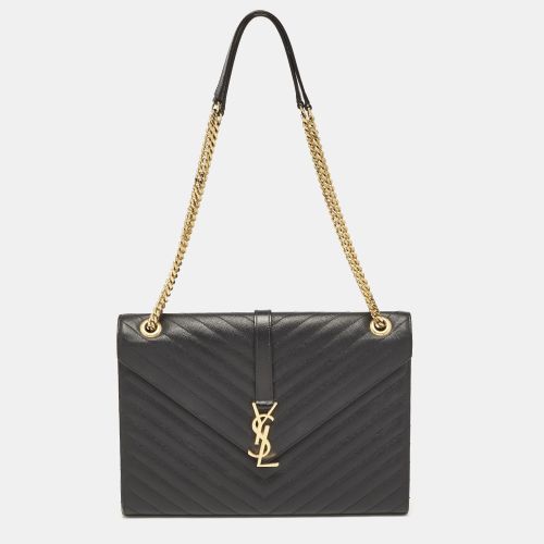 Saint Laurent Chevron Leather Large Monogram Envelope Shoulder Bag - Saint Laurent Paris - Modalova