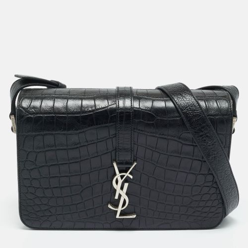 Saint Laurent Croc Embossed Leather Medium Universite Shoulder Bag - Saint Laurent Paris - Modalova