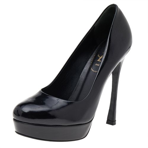 Saint Laurent Leather Round Toe Platform Pumps Size 36.5 - Saint Laurent Paris - Modalova