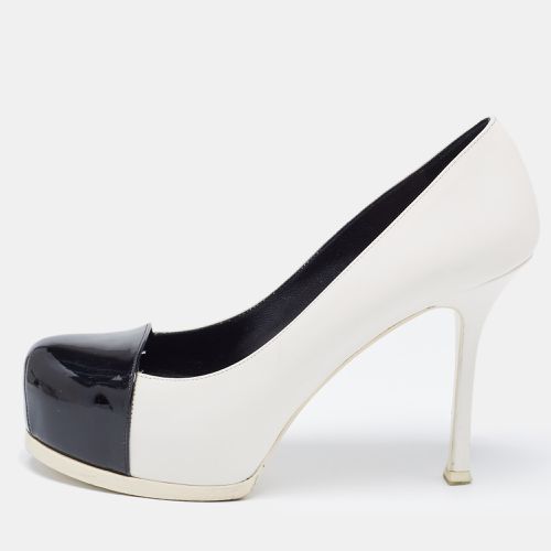 Saint Laurent Black/ Leather and Patent Tribtoo Pumps Size 37 - Saint Laurent Paris - Modalova