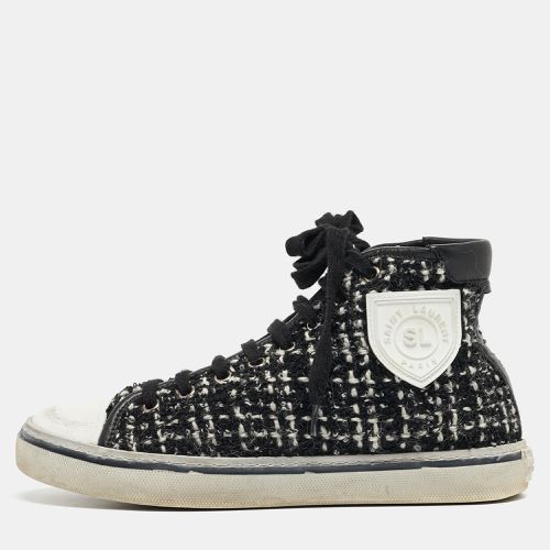 Saint Laurent /Black Tweed and Leather Bedford High Sneakers Size 36 - Saint Laurent Paris - Modalova