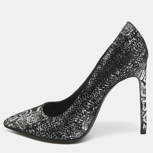 Saint Laurent /Silver Laminated Suede Pointed Toe Pumps Size 38 - Saint Laurent Paris - Modalova