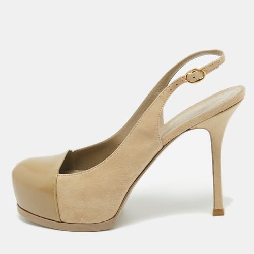 Saint Laurent Suede and Leather Tribtoo Slingback Pumps Size 38.5 - Saint Laurent Paris - Modalova