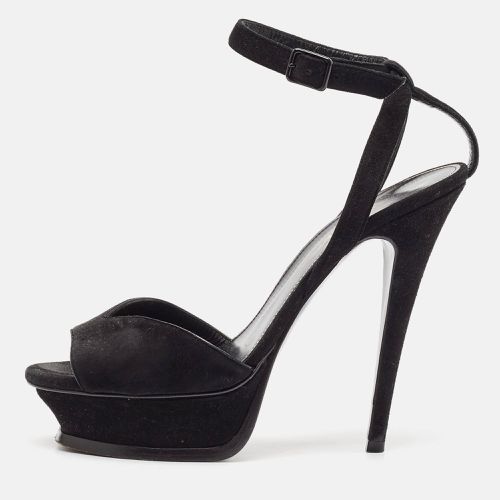 Saint Laurent Suede Ankle Strap Platform Sandals Size 37.5 - Saint Laurent Paris - Modalova